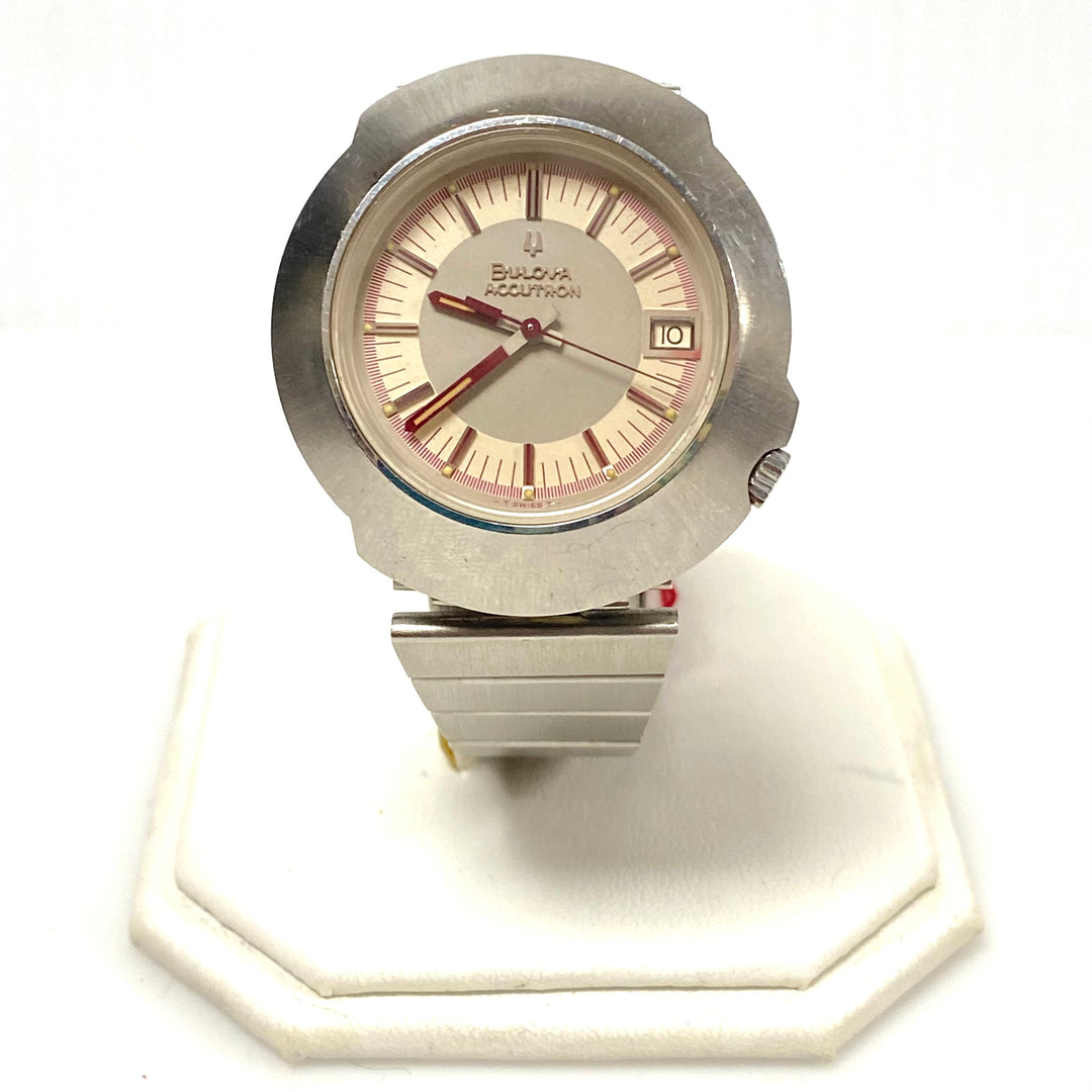 v022 Vintage Bulova Accutron Sputric 2181 Swiss Stainless Steel Wrist Watch +Box