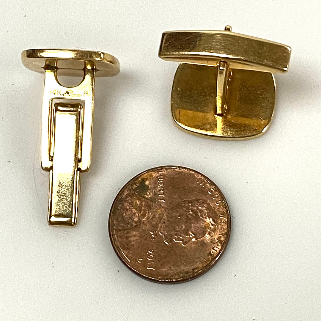 v029 Vintage 14k Yellow Gold Solid Men's Cufflinks