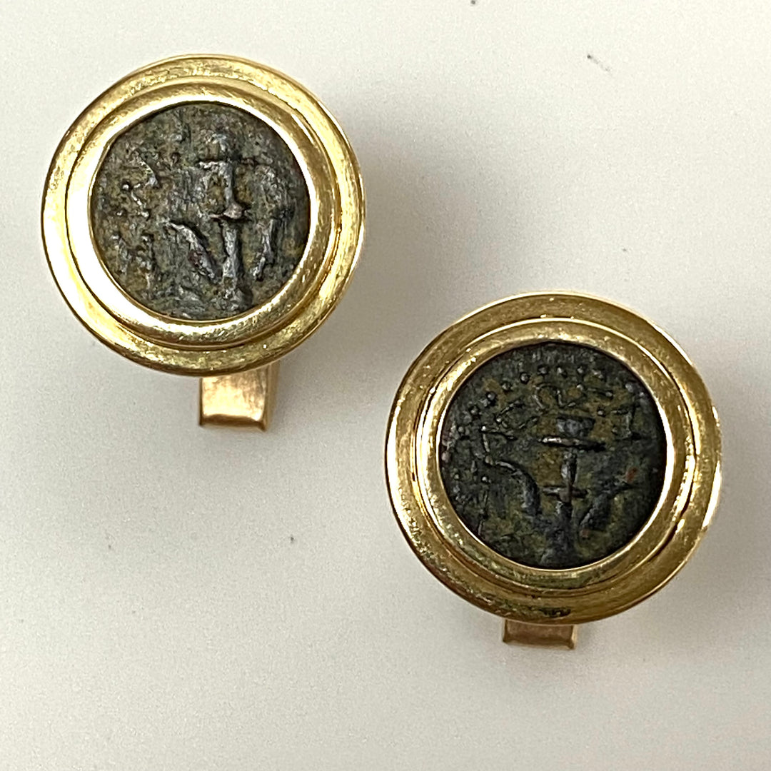 v031 Vintage 14k Yellow Gold Antique Coin Men's Cufflinks