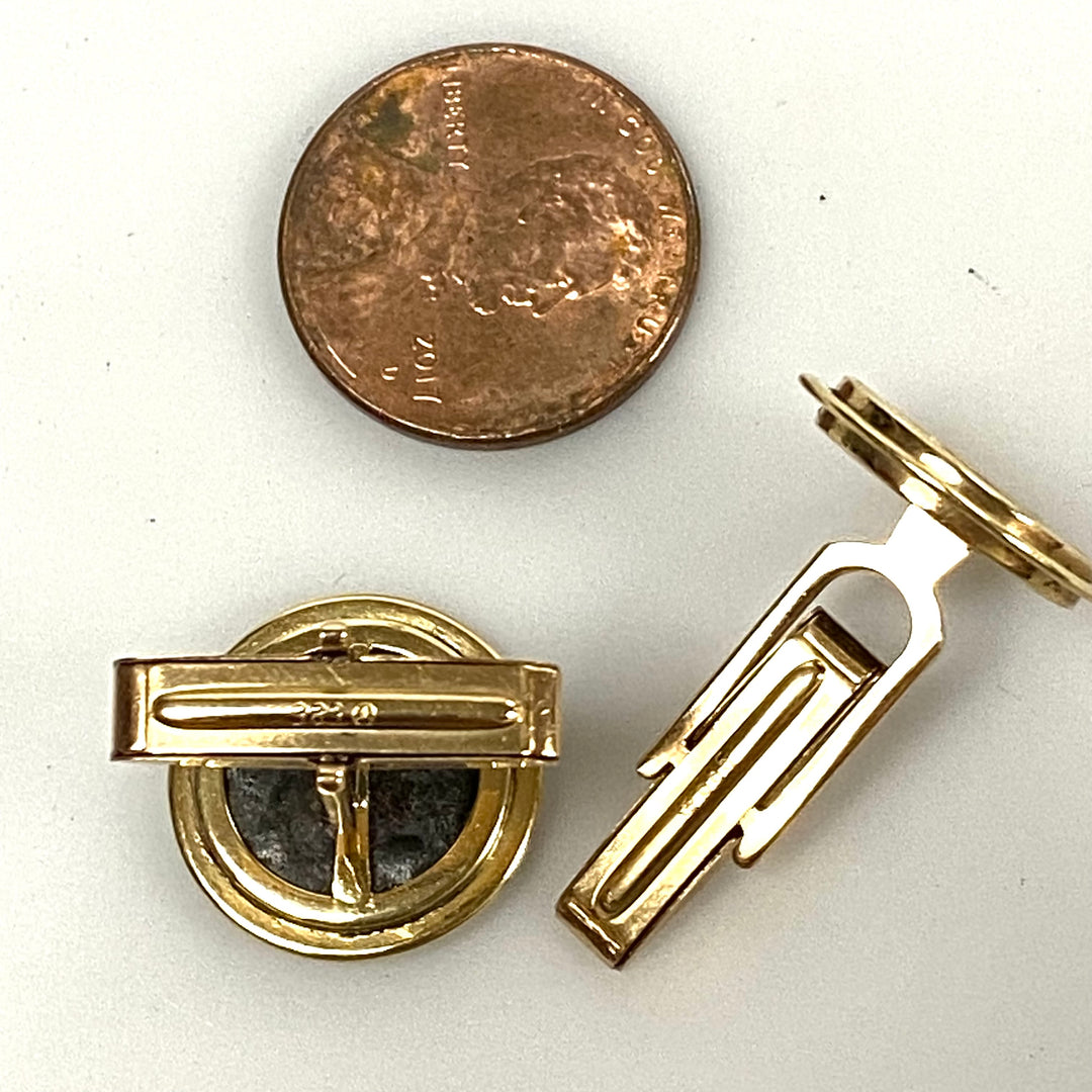 v031 Vintage 14k Yellow Gold Antique Coin Men's Cufflinks