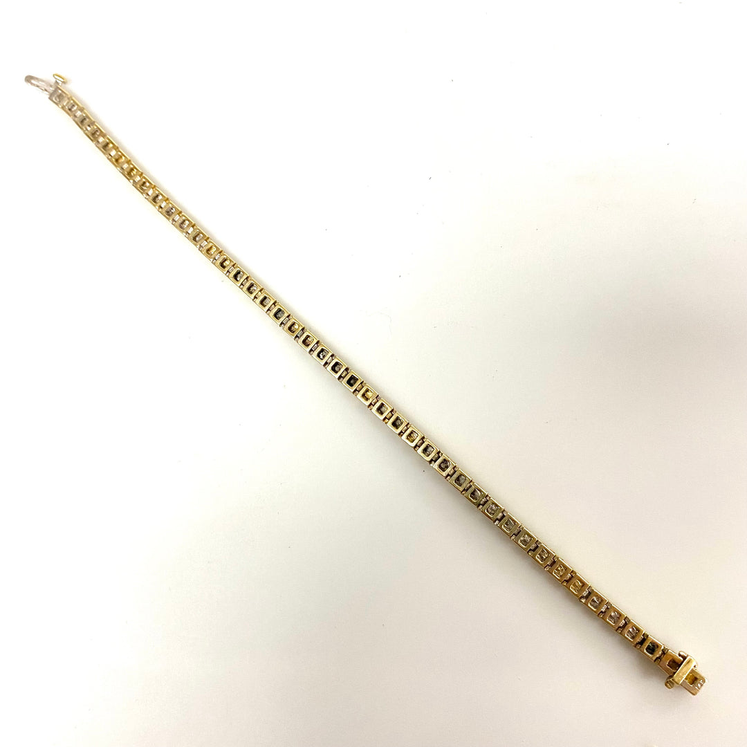 v033 Vintage 14K Yellow Gold .36cts Diamond Thick Link Bracelet 7.5" long