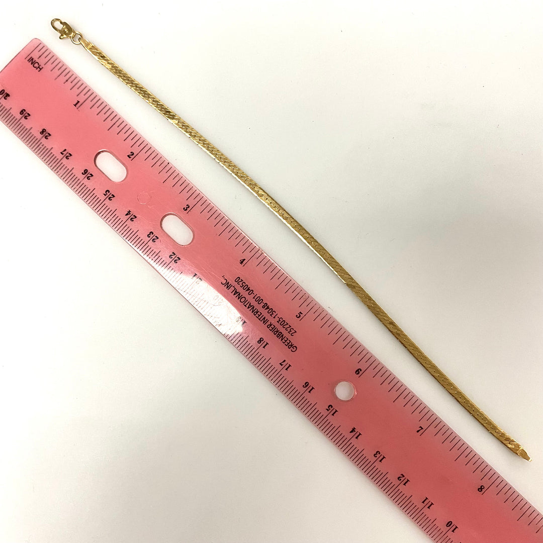 v034 Vintage 14K Yellow Gold Thick Herringbone Link Chain Bracelet 8.25" long