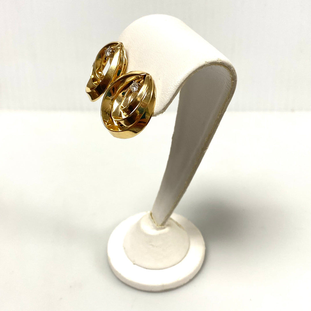 v039 Vintage 14k Yellow Gold Layered Oval Earring Dangle Jacket Set