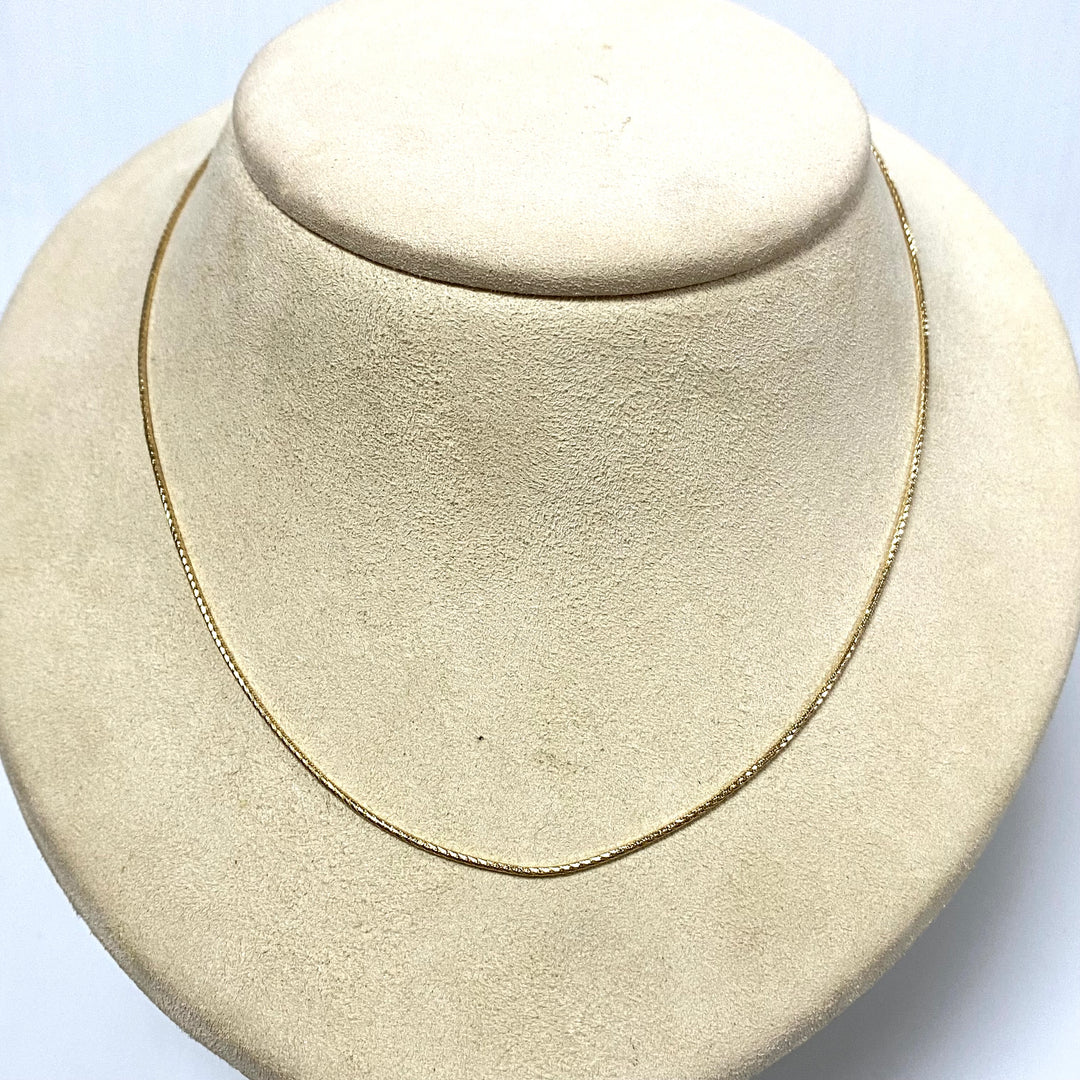 v040 Vintage 14K Yellow Gold Cobra Link Chain Necklace 24" Long Made in Italy