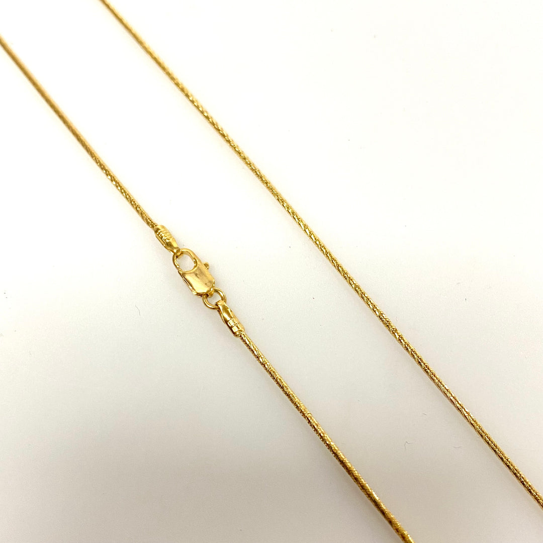 v040 Vintage 14K Yellow Gold Cobra Link Chain Necklace 24" Long Made in Italy