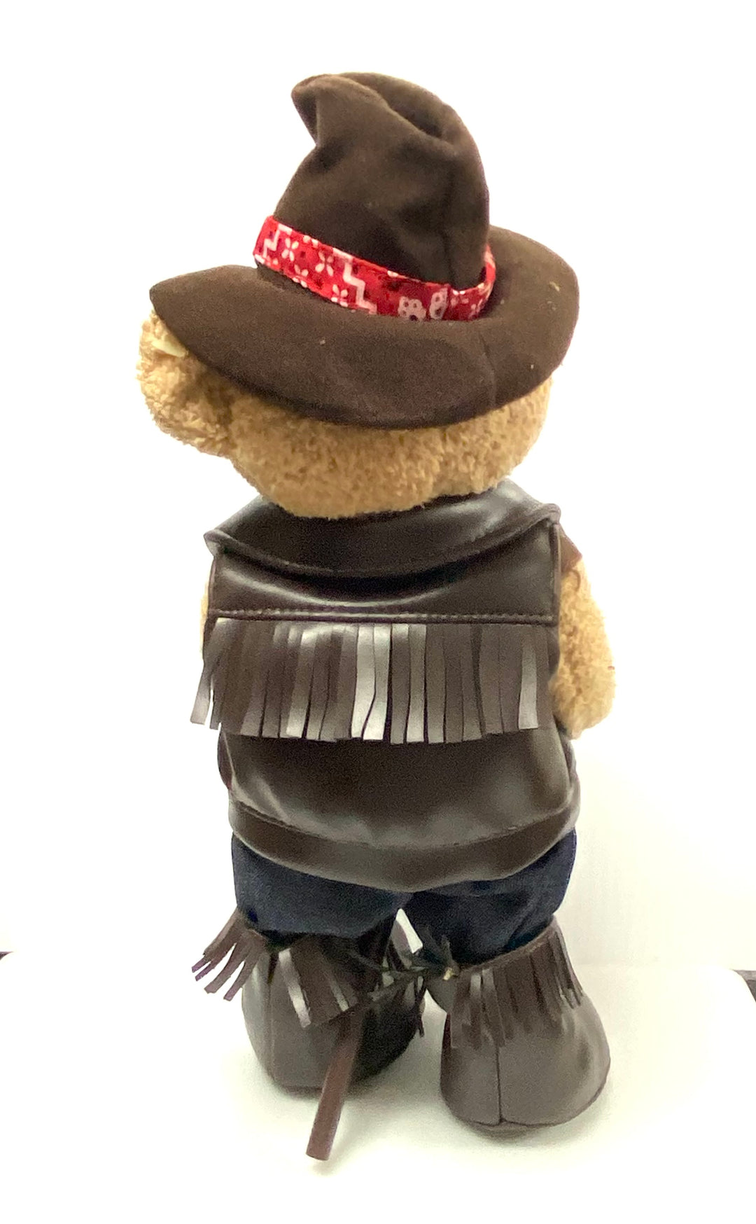 v054 Vintage Burton Plush Cowboy Bear With Stick Horse Stuffed Animal Toy Collectible