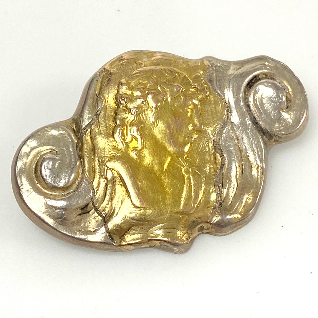 v056 Vintage A.Stowell Sterling Silver 14k Yellow Gold Pin Brooch