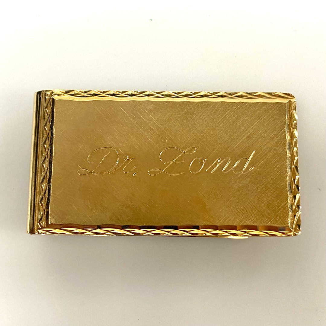 v066 Vintage Gold Tone Classic Style Cash Money Clip Engraved