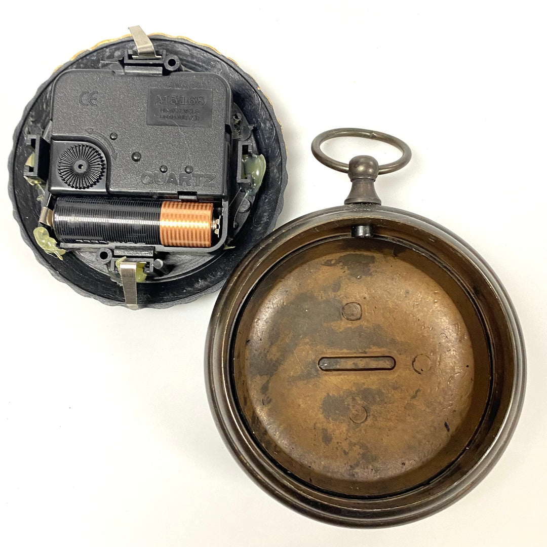 v070 Vintage Quartz Miniature 3 5/8" Hanging Wall Clock Bronze Shade