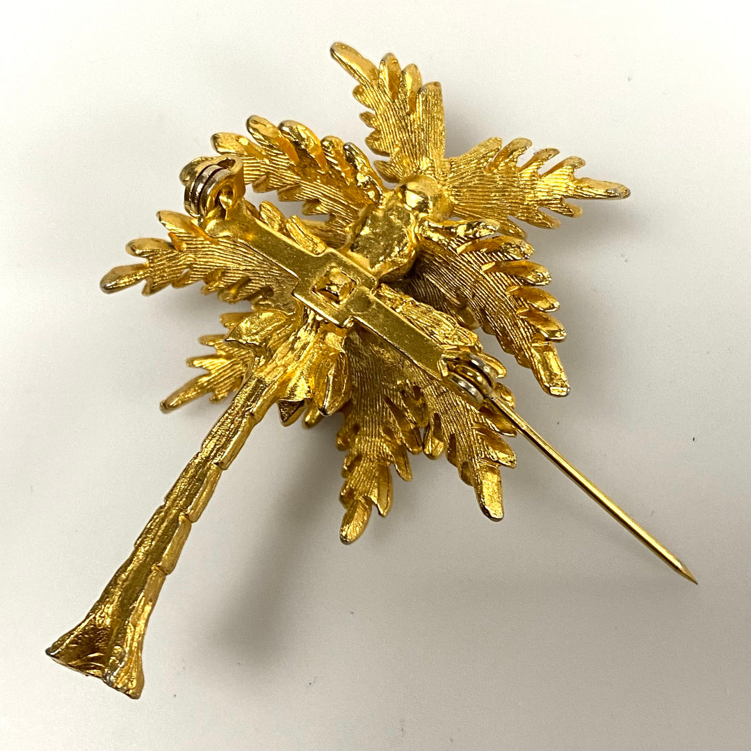 v072 Vintage Gold Tone Palm Tree Pin Brooch