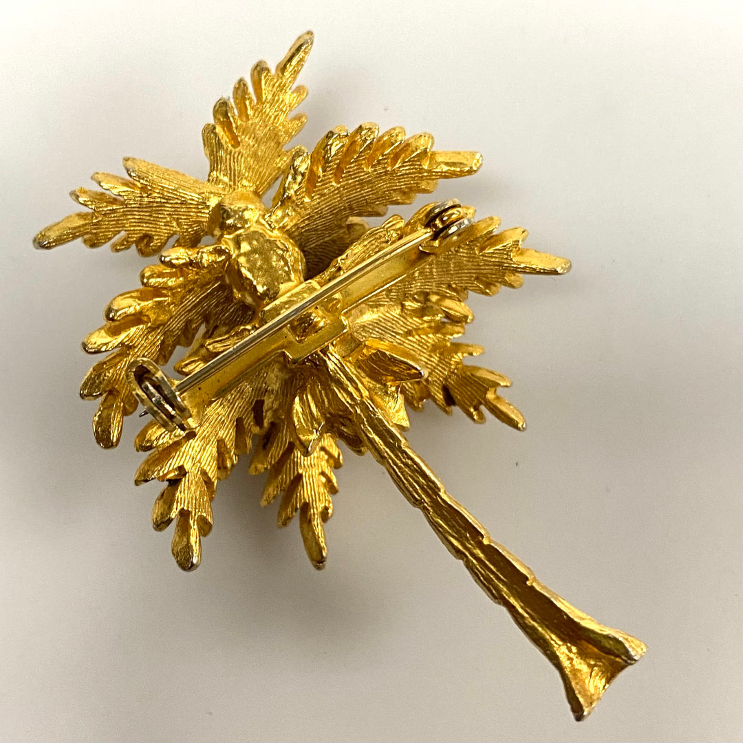 v072 Vintage Gold Tone Palm Tree Pin Brooch