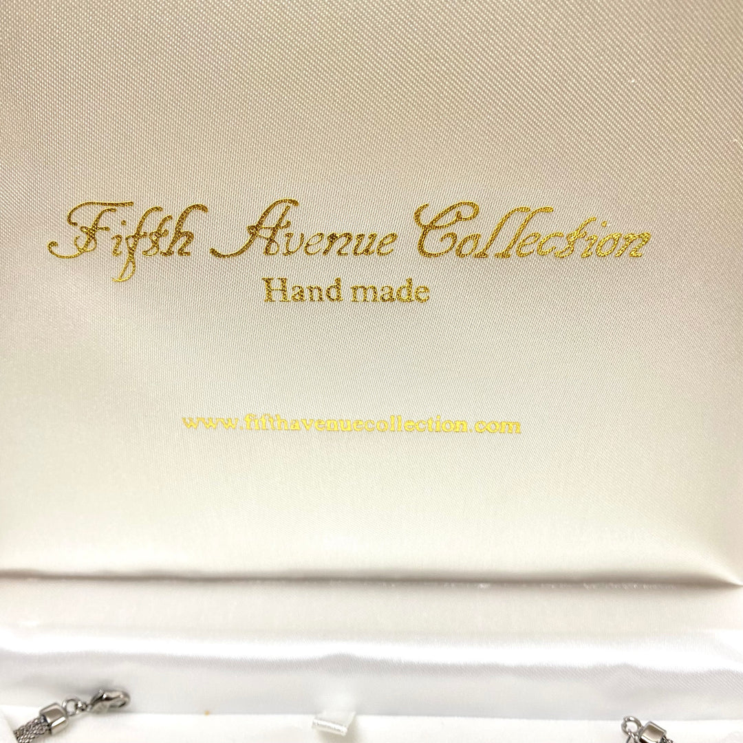 v078 Vintage Fifth Avenue Mesh Chain Bib-like Design Swarovsky Dangling Elements Necklace Earrings