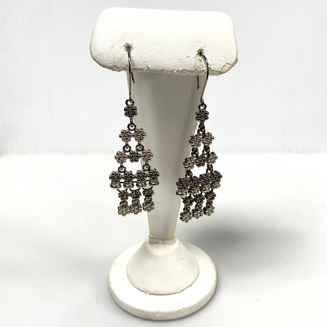 v078 Vintage Fifth Avenue Mesh Chain Bib-like Design Swarovsky Dangling Elements Necklace Earrings