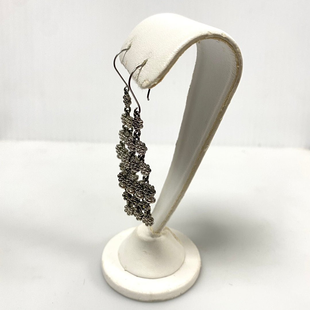 v078 Vintage Fifth Avenue Mesh Chain Bib-like Design Swarovsky Dangling Elements Necklace Earrings