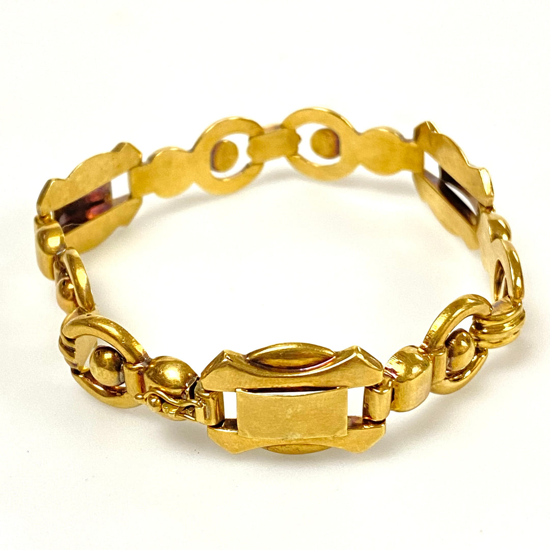 v097 Vintage 10K Yellow Gold Thick 14mm Wide Link Chain Bracelet 7" long