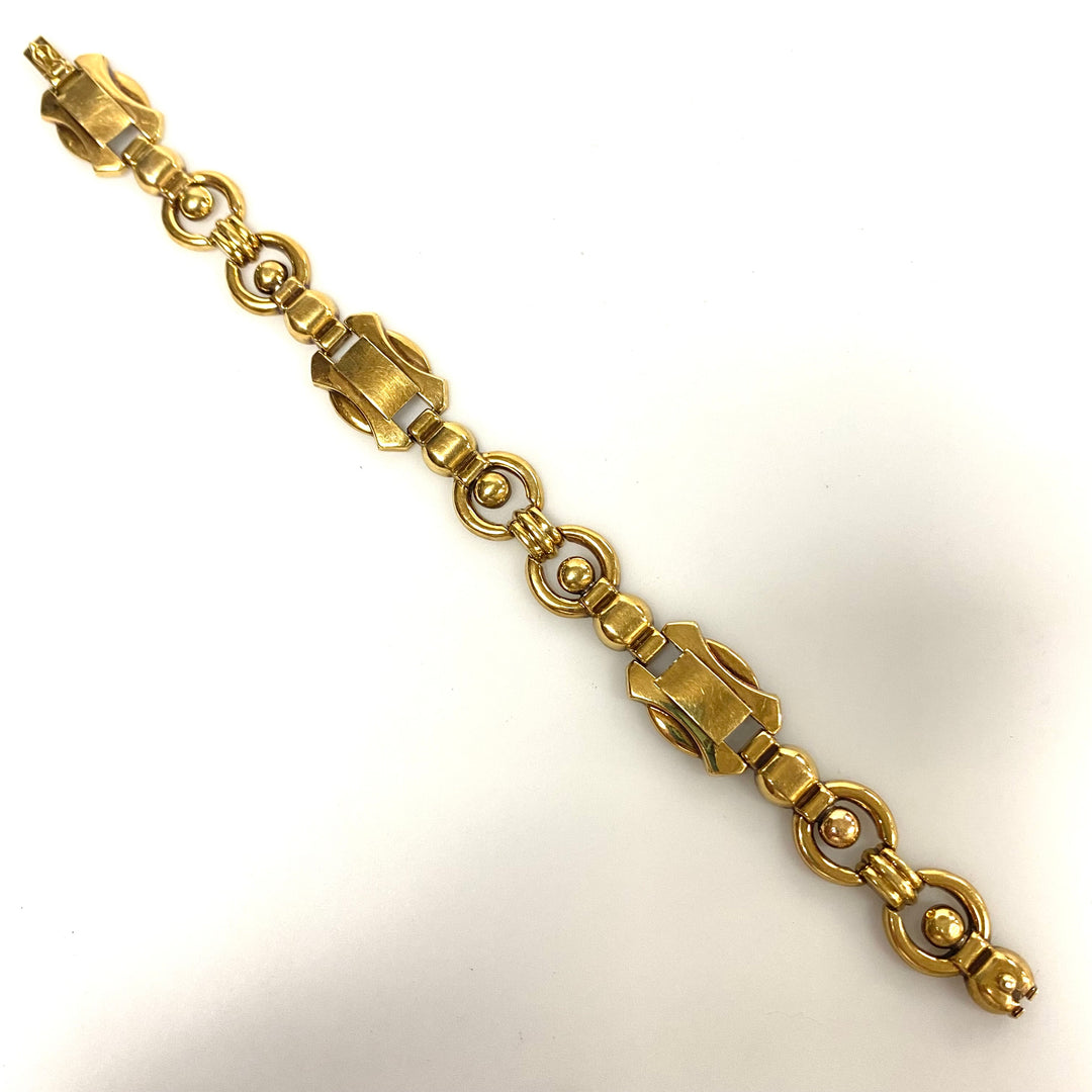 v097 Vintage 10K Yellow Gold Thick 14mm Wide Link Chain Bracelet 7" long