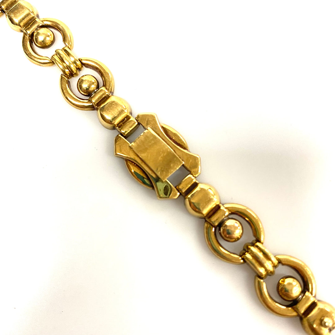 v097 Vintage 10K Yellow Gold Thick 14mm Wide Link Chain Bracelet 7" long