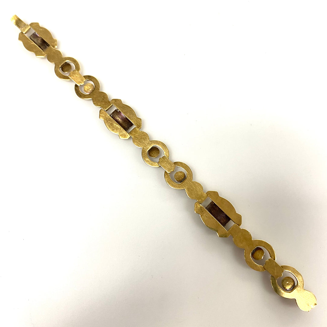 v097 Vintage 10K Yellow Gold Thick 14mm Wide Link Chain Bracelet 7" long