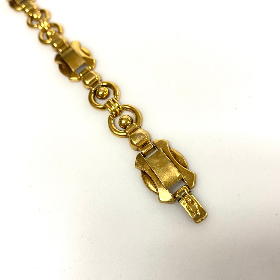 v097 Vintage 10K Yellow Gold Thick 14mm Wide Link Chain Bracelet 7" long