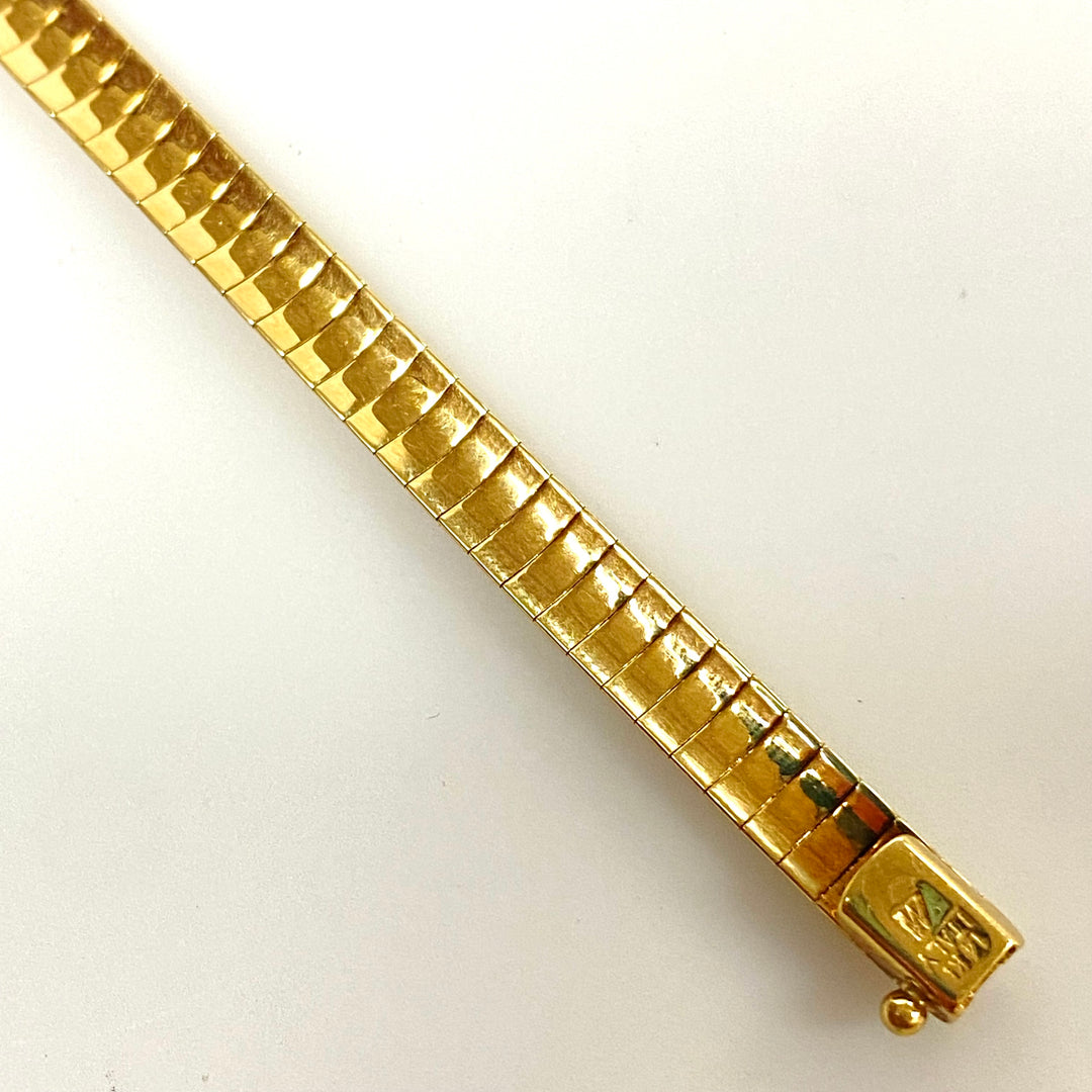 v100 Vintage 14K Yellow Gold Omega Style Link Chain Bracelet 7.25" long