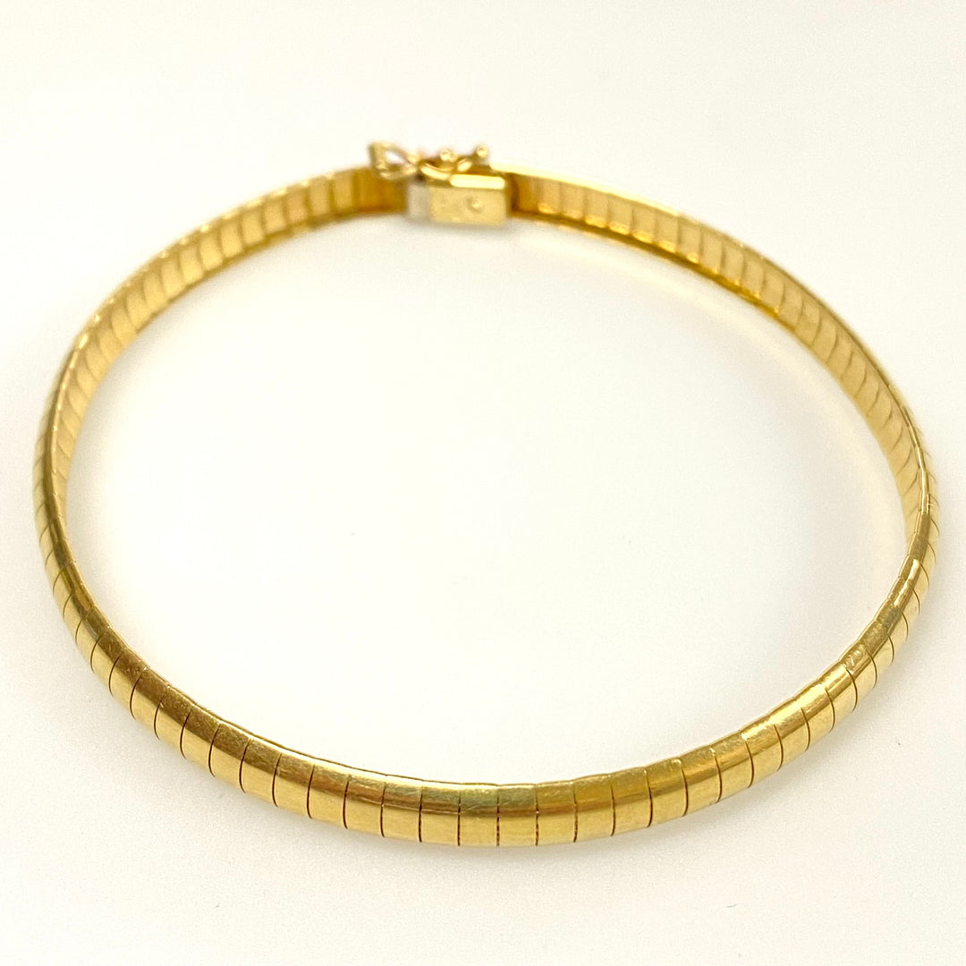 v100 Vintage 14K Yellow Gold Omega Style Link Chain Bracelet 7.25" long