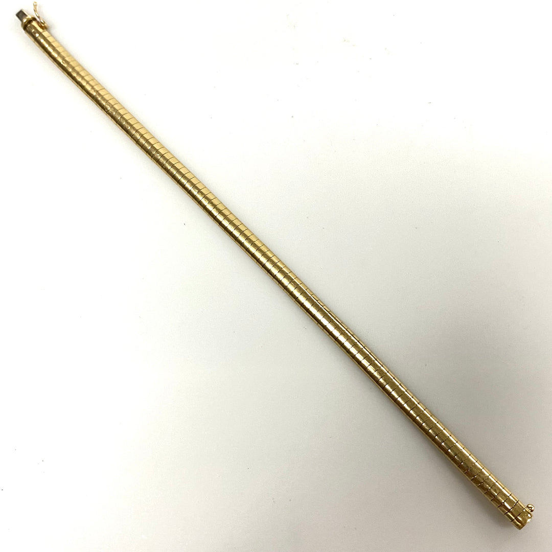 v100 Vintage 14K Yellow Gold Omega Style Link Chain Bracelet 7.25" long