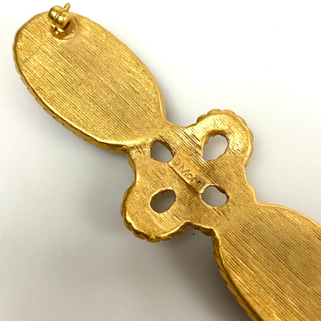 v115 Vintage Monet Cabochon Blue Stone Brooch Pin Gold Tone Signed