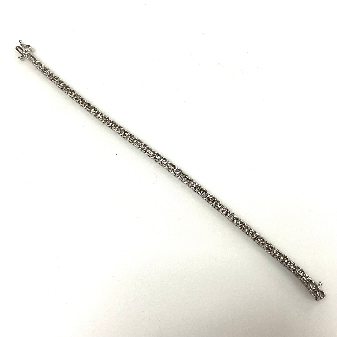 v117 Vintage 14K White Gold 5.17ct Diamond Tennis Style 3mm Bracelet 7" long