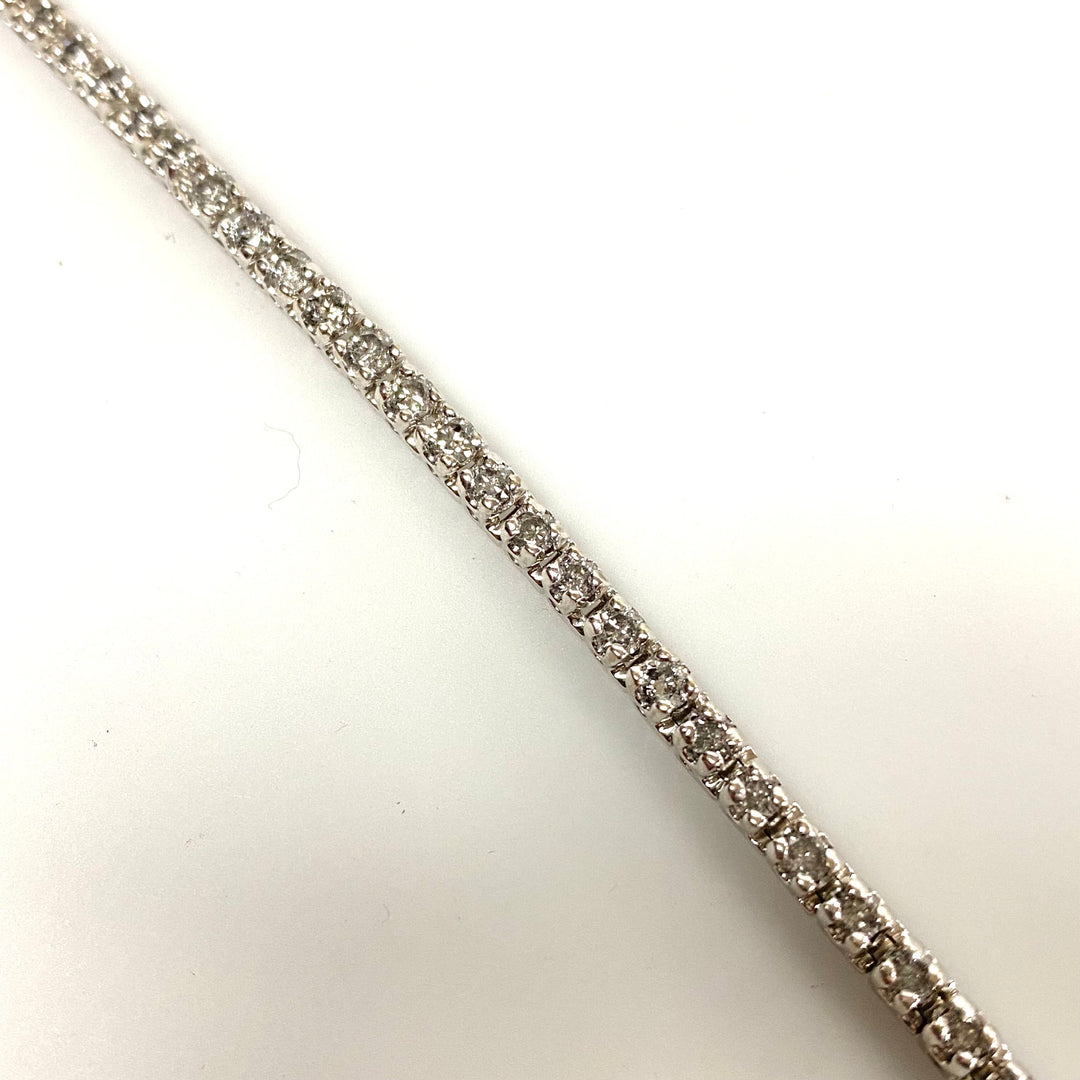 v117 Vintage 14K White Gold 5.17ct Diamond Tennis Style 3mm Bracelet 7" long