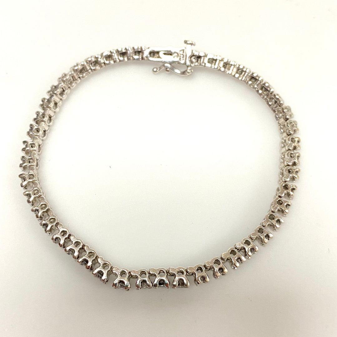 v117 Vintage 14K White Gold 5.17ct Diamond Tennis Style 3mm Bracelet 7" long