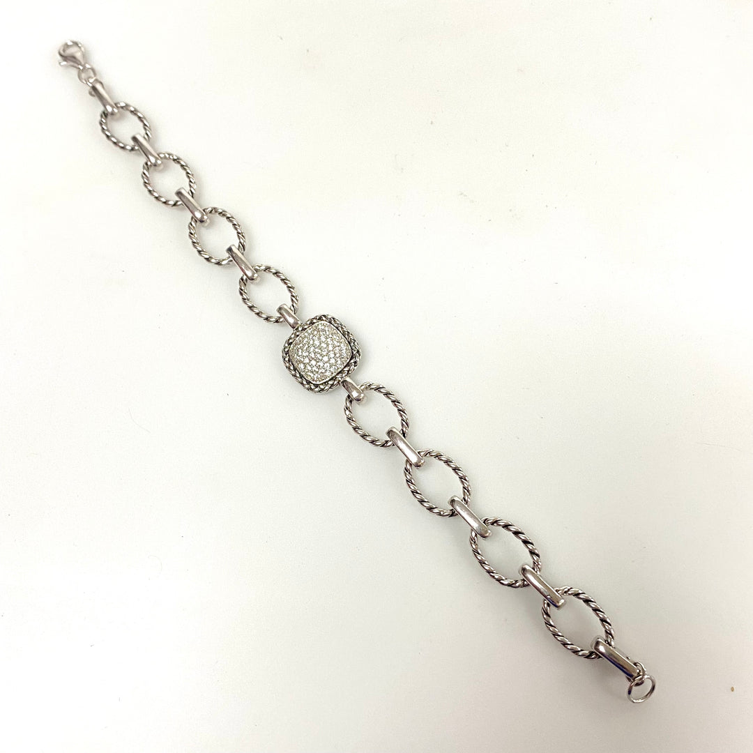 v118 Vintage Giani Bernini Sterling 925 Cubic Zirconia Pave Cable Style Bracelet