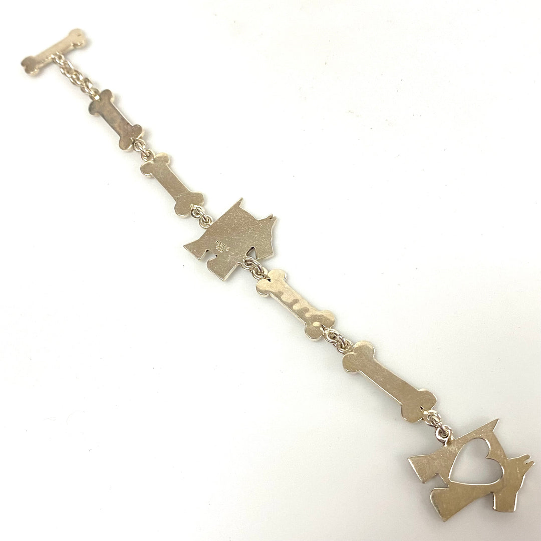 v119 Vintage Dog and Bone 925 Mexico Sterling Silver Tennis Bracelet 7.5" Long