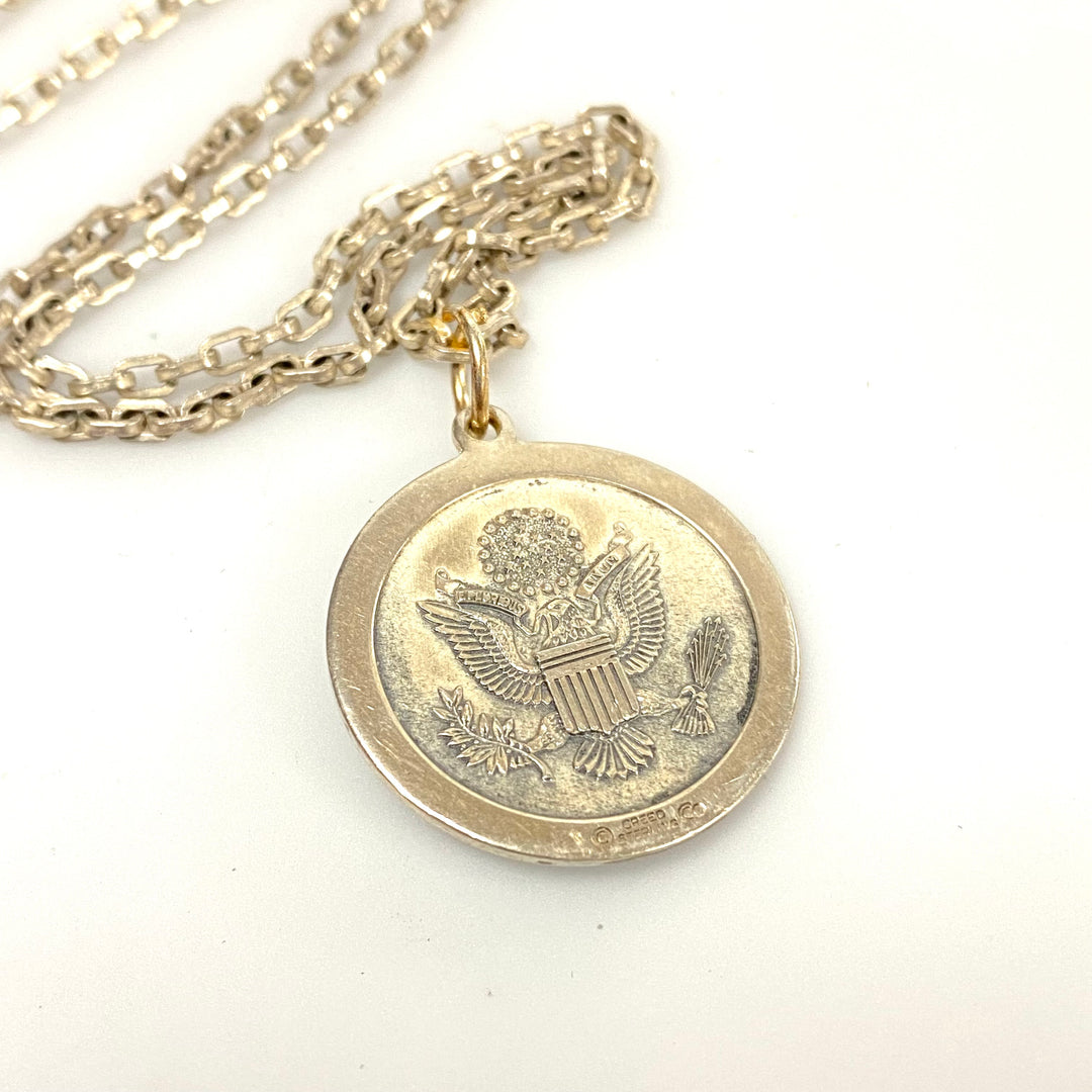 v122 Vintage Sterling Silver St. CHRISTOPHER-Protect Me Medal Pendant & Necklace 24"