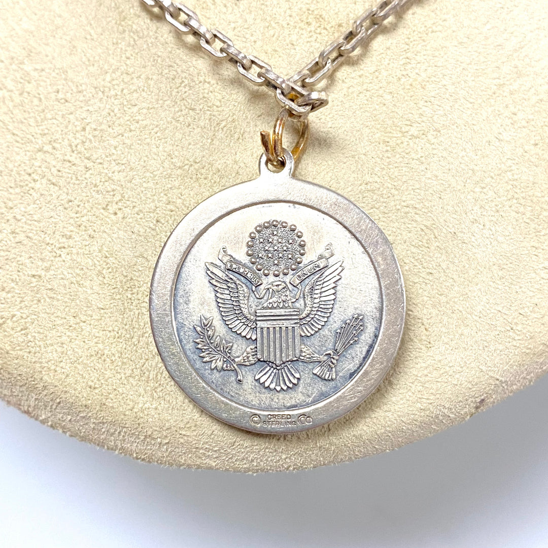v122 Vintage Sterling Silver St. CHRISTOPHER-Protect Me Medal Pendant & Necklace 24"