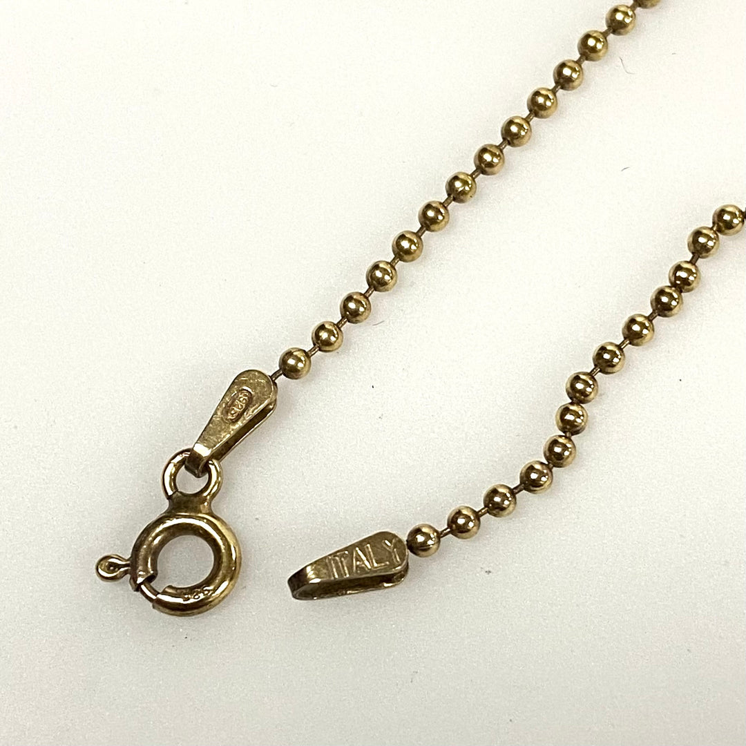 v123 Vintage Sterling Silver Ball Chain Necklace with Real Leaf Pendant 24"