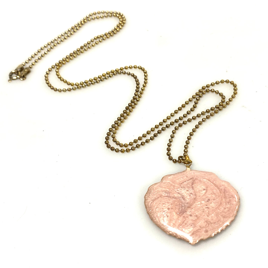 v123 Vintage Sterling Silver Ball Chain Necklace with Real Leaf Pendant 24"