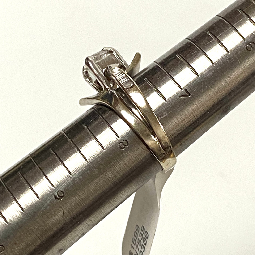 v124 Vintage Classic 14K White Gold 1ct White Diamonds Engagement Ring Size 7.5