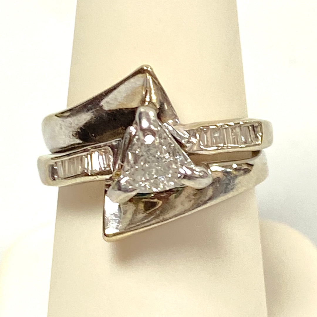 v124 Vintage Classic 14K White Gold 1ct White Diamonds Engagement Ring Size 7.5