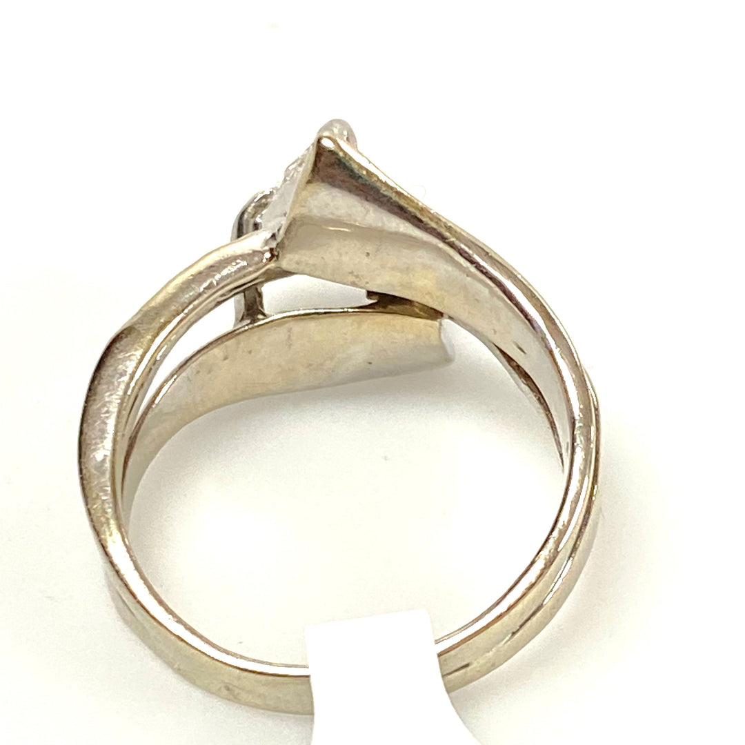 v124 Vintage Classic 14K White Gold 1ct White Diamonds Engagement Ring Size 7.5