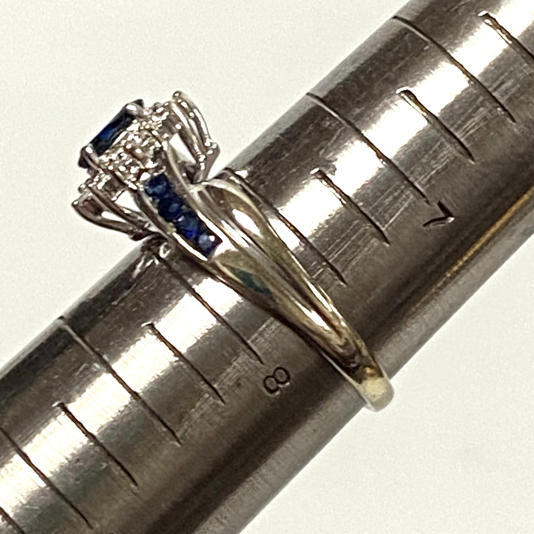 v126 Vintage Classic 10K White Gold .03ct Diamond Spinel Engagement Ring Sz 7.5