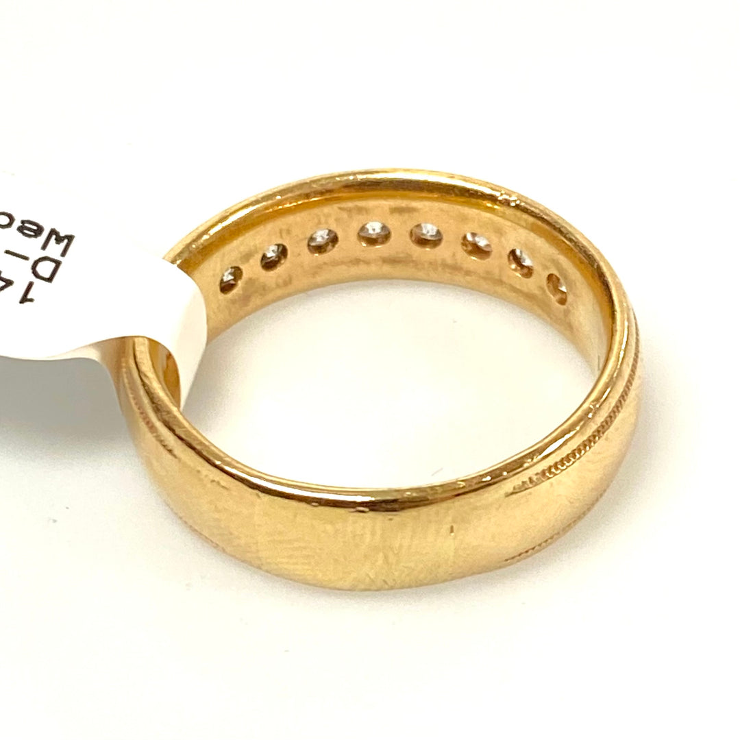 v127 Vintage 14K Yellow Gold .88ct Diamonds Wedding Band Ring Size 11.75