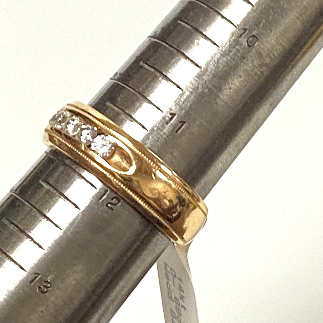 v127 Vintage 14K Yellow Gold .88ct Diamonds Wedding Band Ring Size 11.75