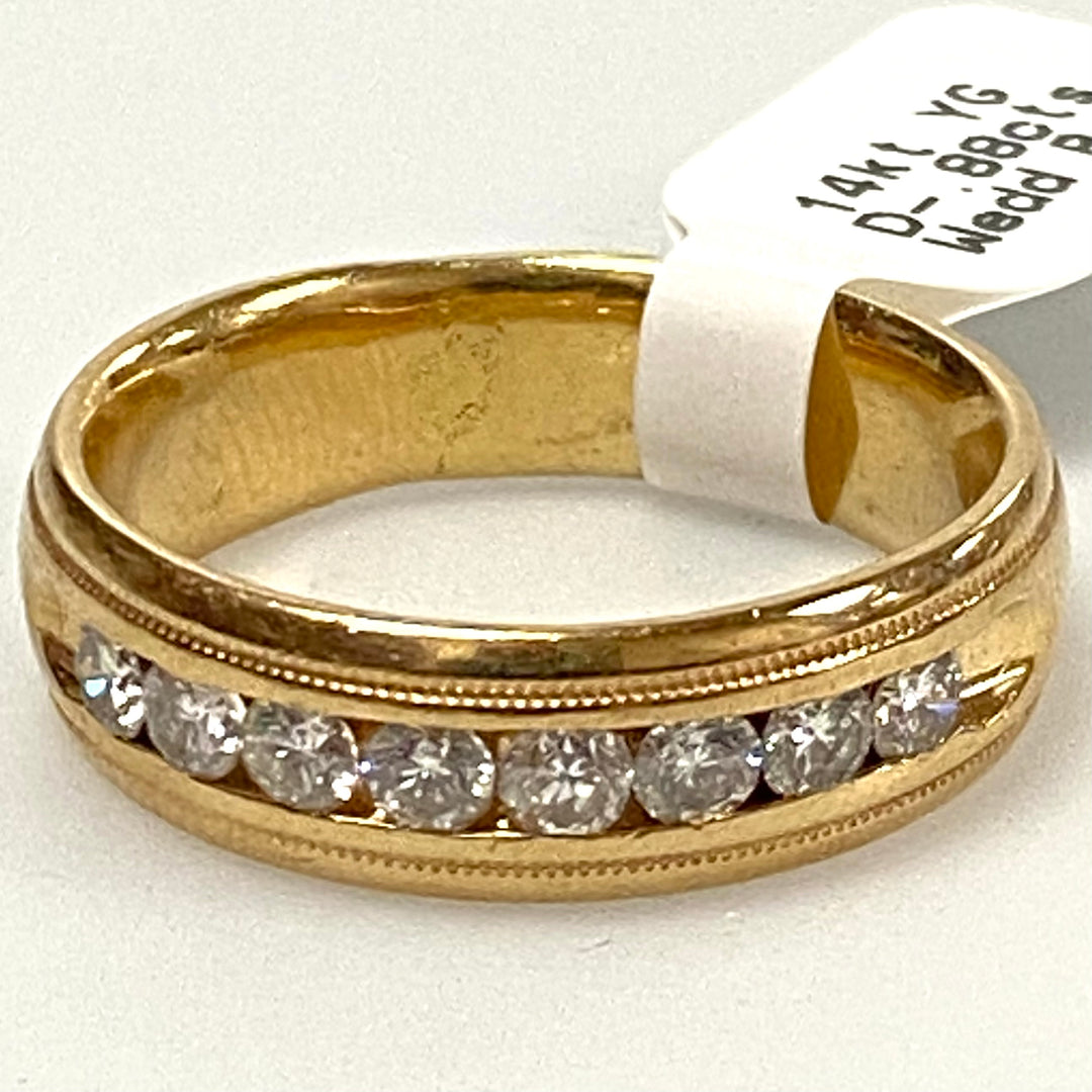 v127 Vintage 14K Yellow Gold .88ct Diamonds Wedding Band Ring Size 11.75