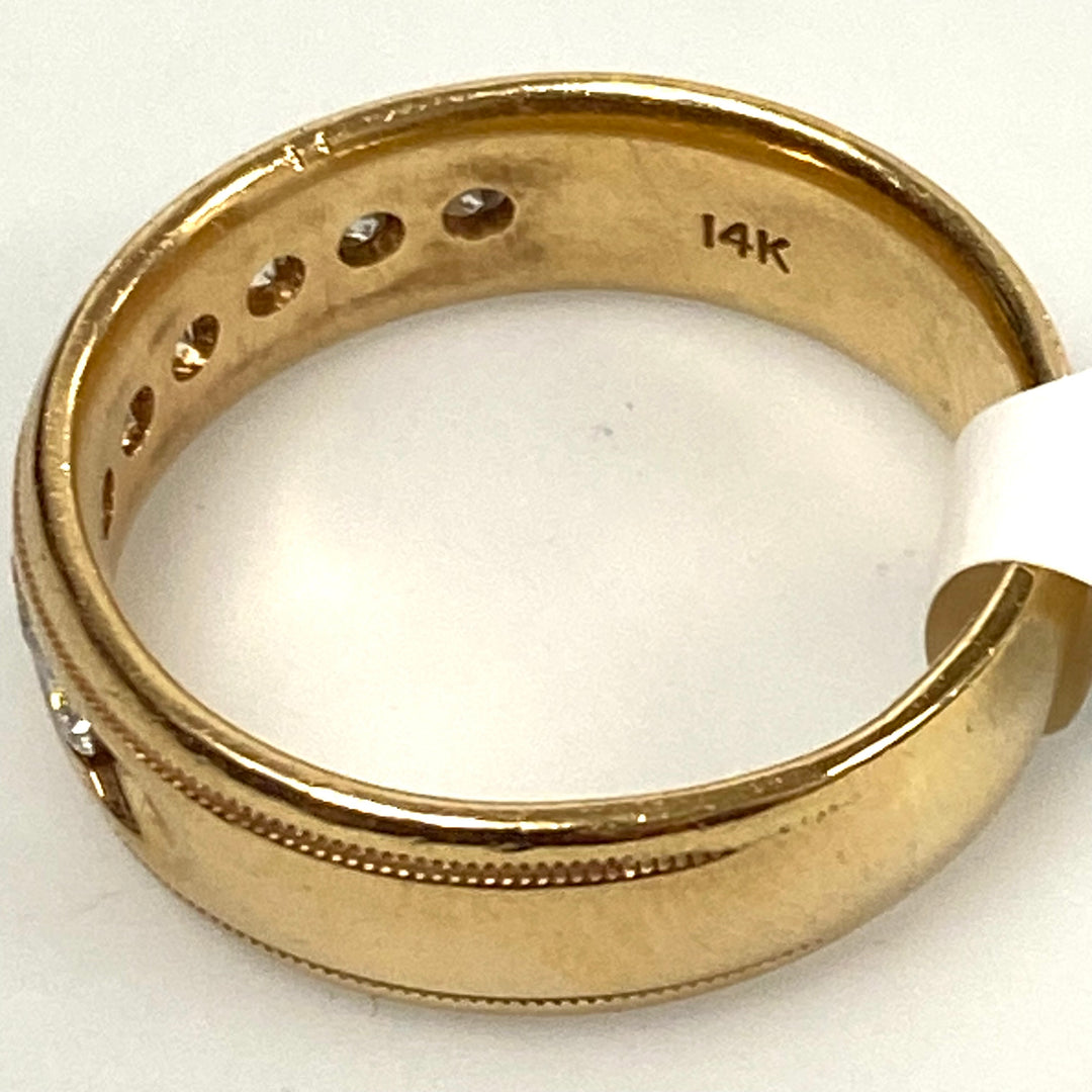 v127 Vintage 14K Yellow Gold .88ct Diamonds Wedding Band Ring Size 11.75