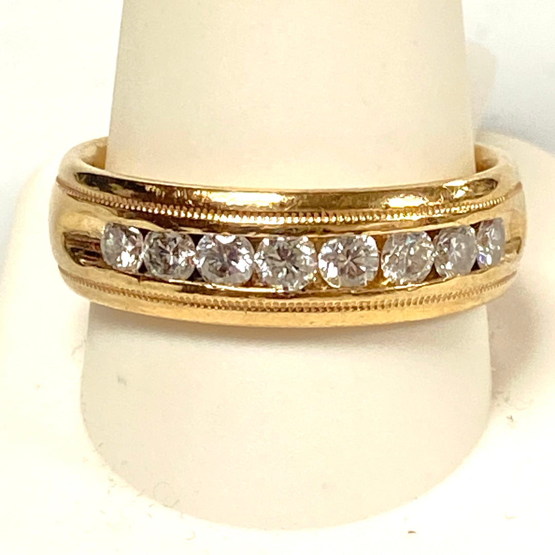 v127 Vintage 14K Yellow Gold .88ct Diamonds Wedding Band Ring Size 11.75