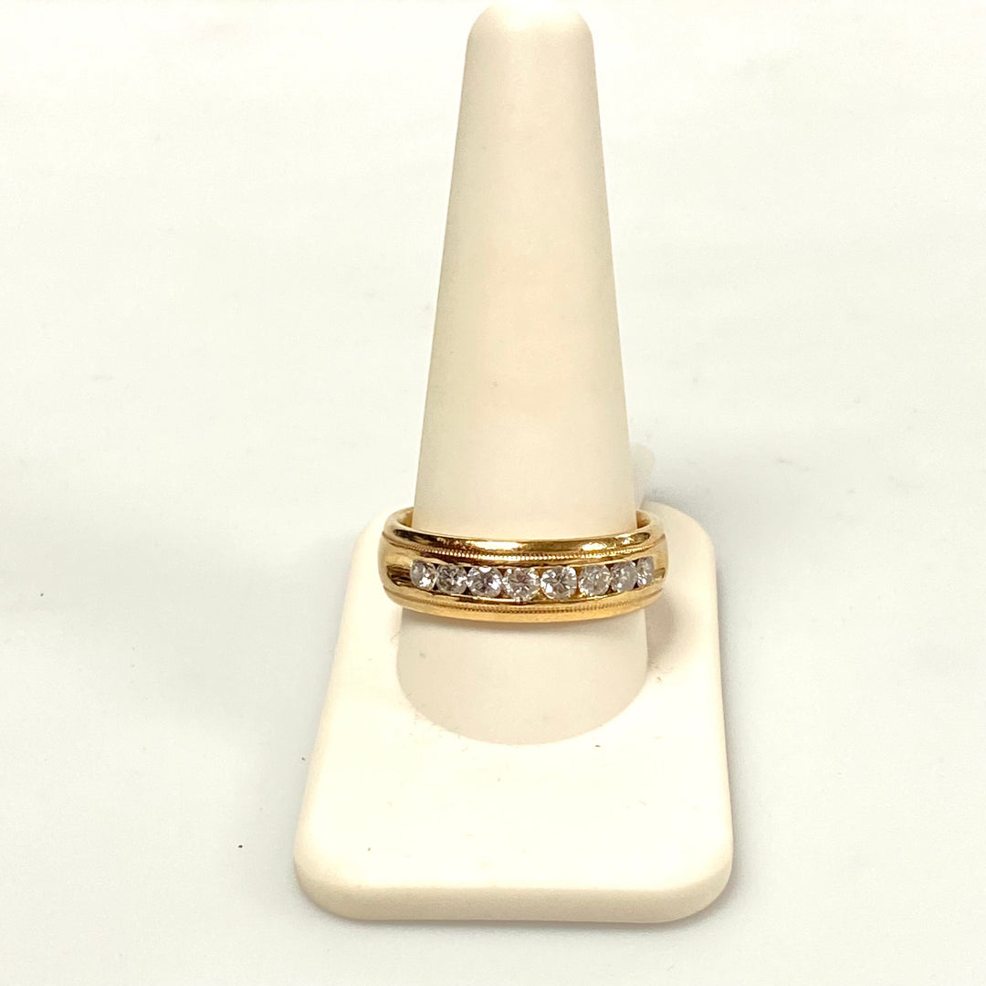 v127 Vintage 14K Yellow Gold .88ct Diamonds Wedding Band Ring Size 11.75
