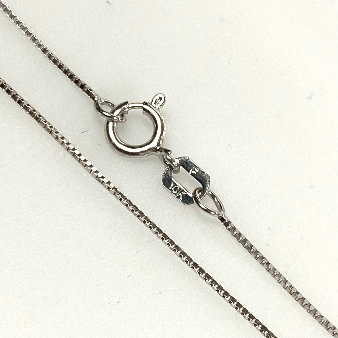 v128 Vintage 10K White Gold Chain Necklace 18" Long Aquamarine Diamond Pendant