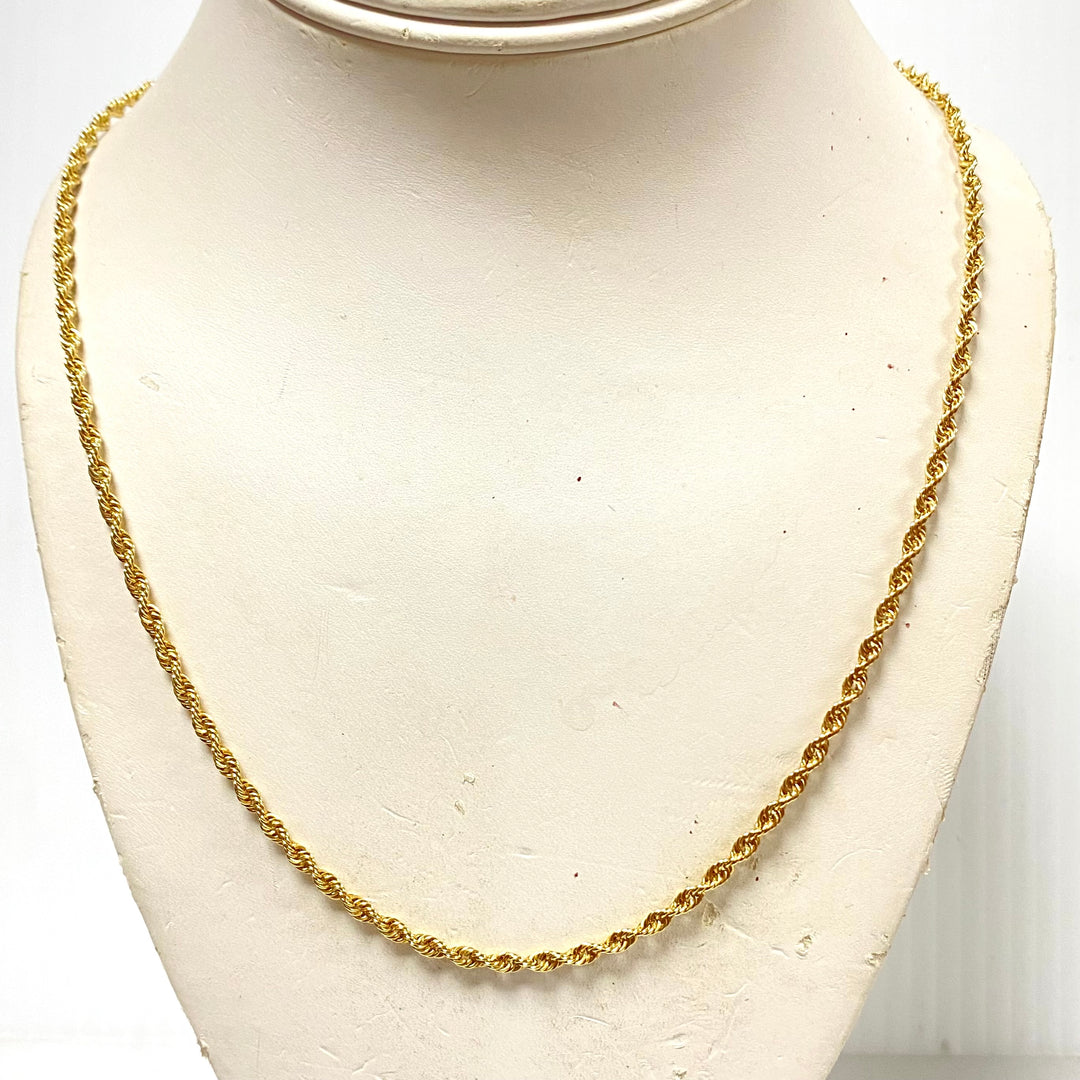 v134 Vintage 14K Yellow Gold Thick Rope Chain Necklace 21" Long