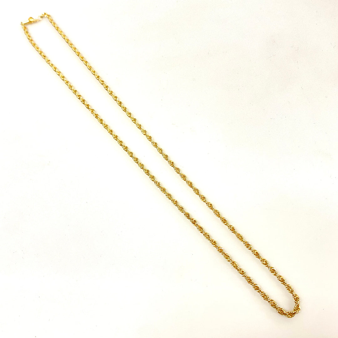 v134 Vintage 14K Yellow Gold Thick Rope Chain Necklace 21" Long