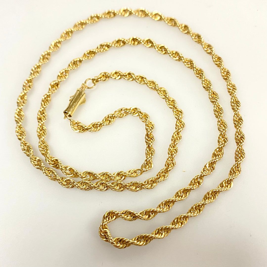 v134 Vintage 14K Yellow Gold Thick Rope Chain Necklace 21" Long